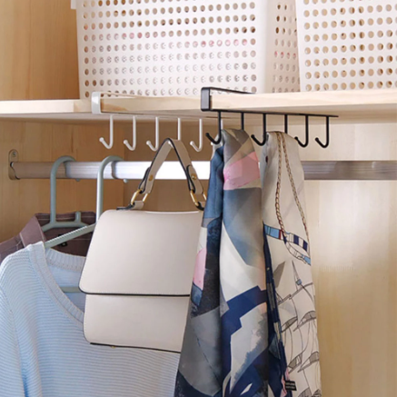 Stainless Steel Under-Cabinet Mug Holder with 6 Hooks