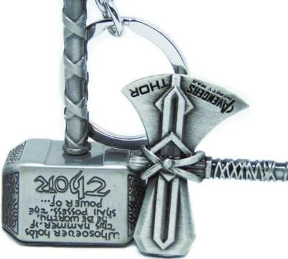 Pack of 2 Thor Hammer and Stormbreaker Axe Keychain Marvel Lovers