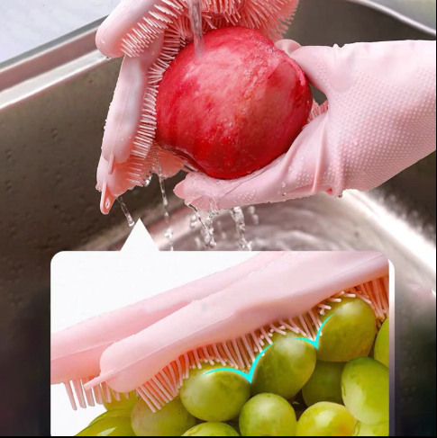 New Multipurpose Reusable Magic Silicone Dish Washing Gloves - 1Pair