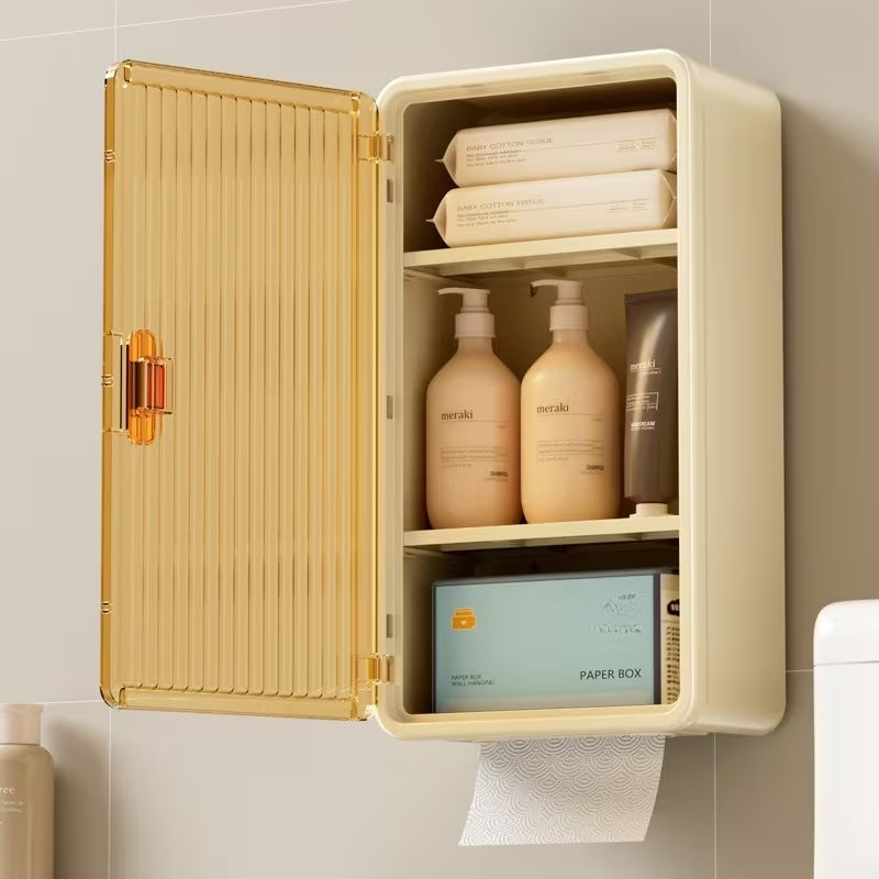 wall mounted bathroom storage cabinet with tissue holder