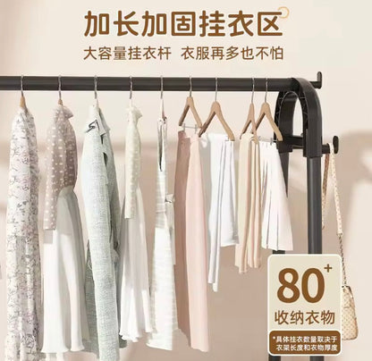 Movable Clothes Rack With Wheels, Standing Coat Rack & Wardrobe