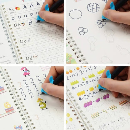 SANK Montessori Reusable Magic Practice Book Set – 4 Books with Magic Pen & Refills
