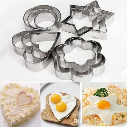 Stainless Steel 12 Pcs Cookie Cutter Set in 4 Different Shapes