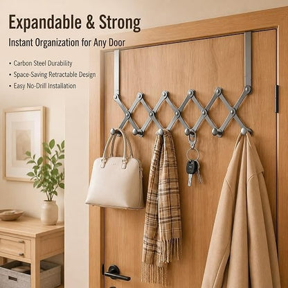 Heavy Duty 6 Hook Door Hanger Rack | Iron Coat Organizer