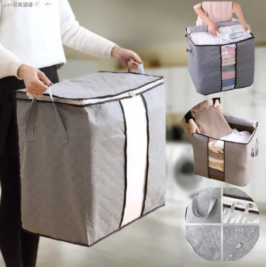 Foldable Cloth Storage Bag Portable Large Blanket Storage Box Cloth Organizer - 1Pc