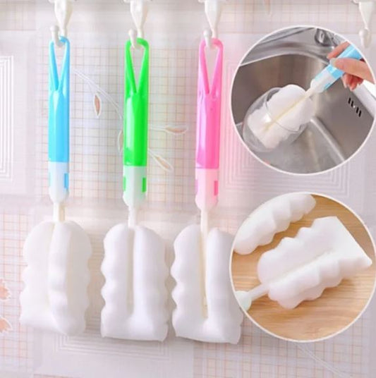 3Pcs Long-Handle Sponge Brush Set for Bottle & Cup Cleaning