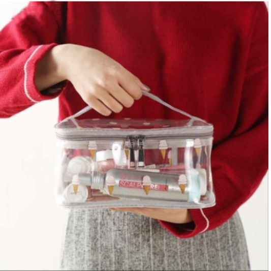 Pink Transparent Waterproof Travel Cosmetic Bag